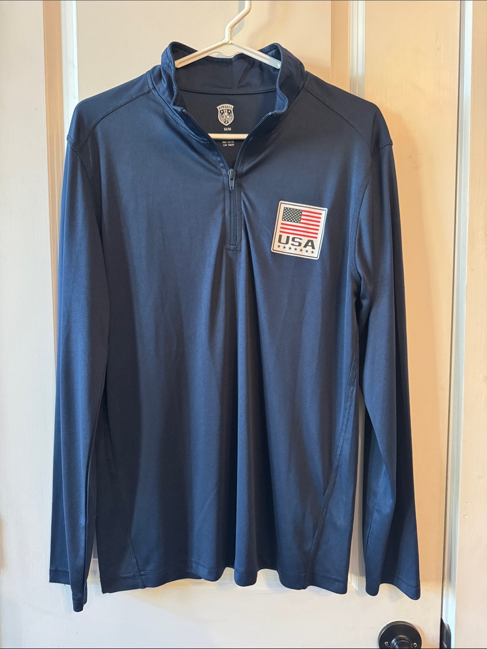 Eleven vs 11 Team USA Flag Quarter-Zip Pullover in navy blue